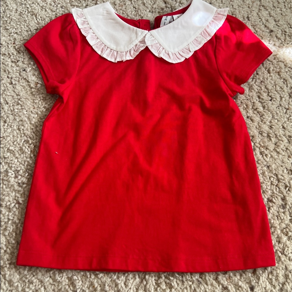 Janie and Jack Red Blouse with White Collar